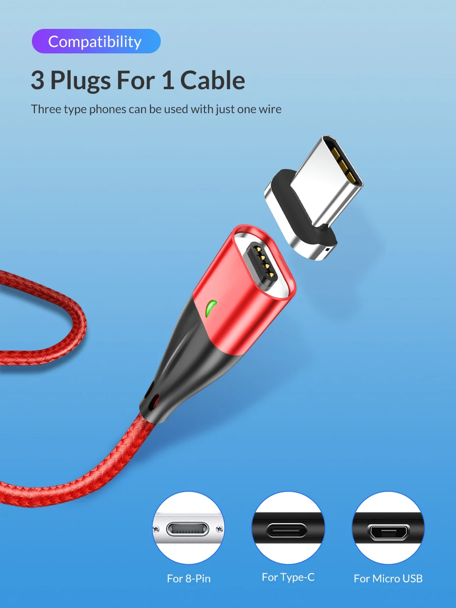 TOPK 1 м 2 м USB Магнитный кабель usb type C и mi cro USB кабель Быстрая зарядка кабель usbc для iPhone samsung Xiao mi redmi note 7 mi a2