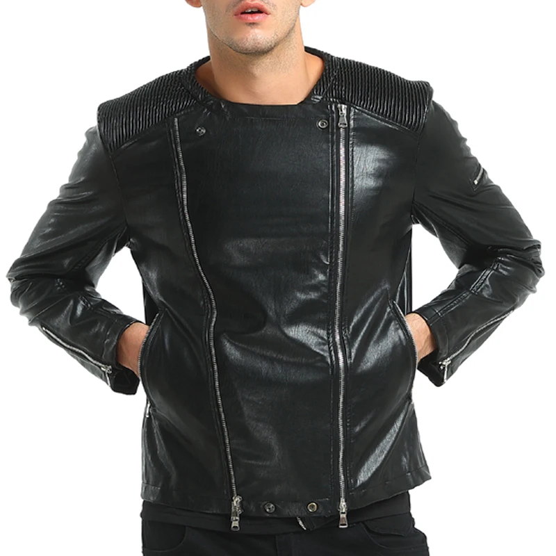 

2018 New Jacket Men Hot Sale High Quality Jackets Men'S Fashion Big Lapel Motorcycle Zipper Short Section Brand Casual Jackets