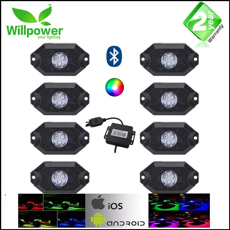 Меняющий цвет 4 PODS 8 Водонепроницаемый Bluetooth пульт дистанционного управления RGB 9W