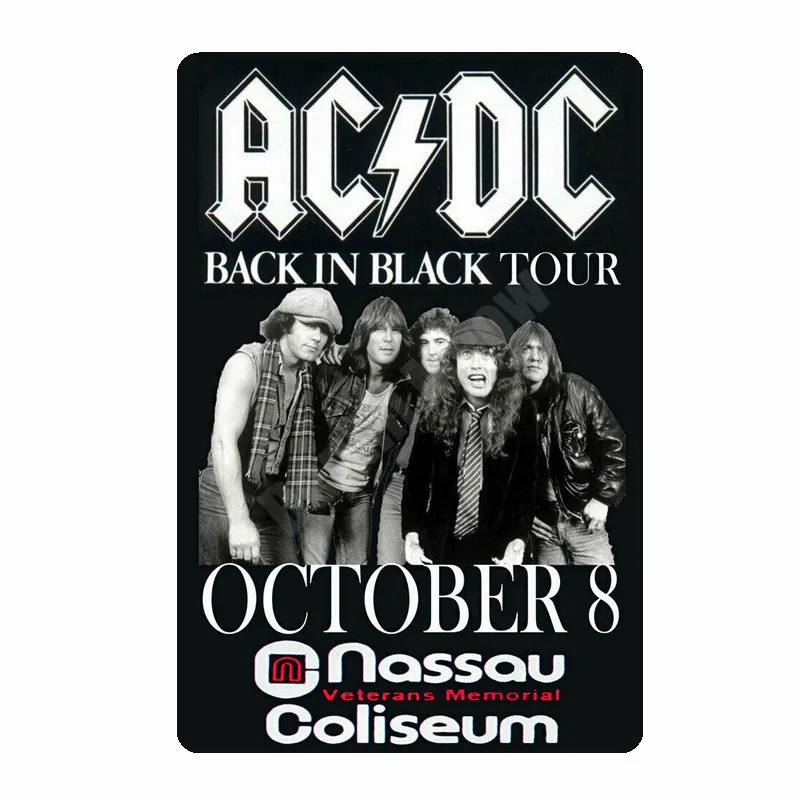 20x30 см ACDC винтажные металлические жестяные вывески для бара, кафе, паба, казино, домашний декор, тарелки в стиле ретро, музыкальная доска, художественный плакат, рок наклейки на стену N264