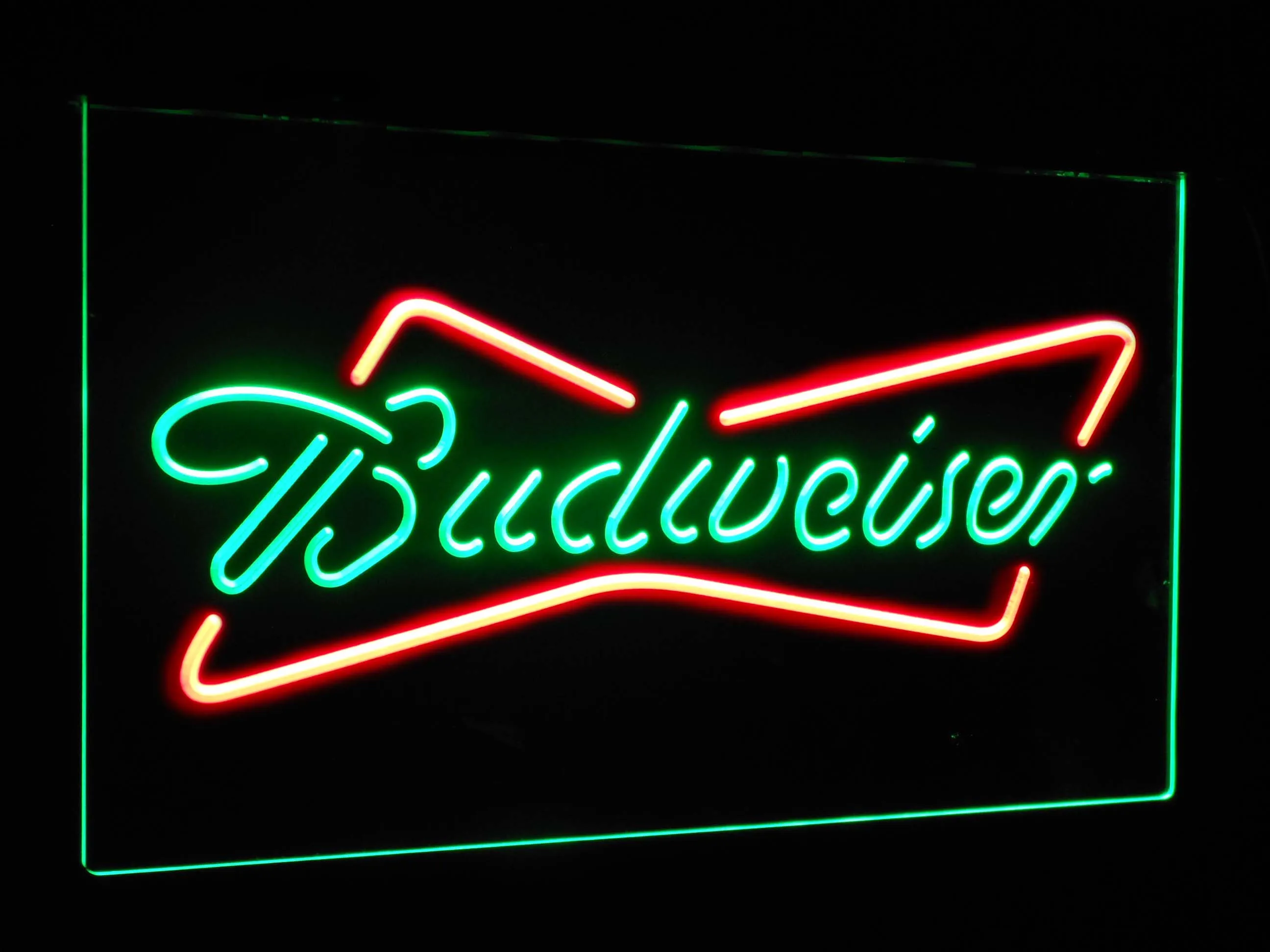 Budweiser классический пивной бар украшения подарок двойной цвет светодиодный неоновый светильник вывески st6-a2009 - Цвет: Green and Red