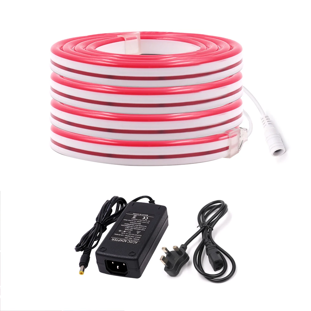 Neon Strip UK plug 12V Светодиодные ленты неон светильник SMD 2835 120 светодиодный s/m 6 мм Неон flex Водонепроницаемый гибкий неоновый Светодиодный светильник DIY неоновая вывеска для организаций и магазинов светильник s 1 m/2 m/3m/5 m - Испускаемый цвет: Neon Strip UK plug