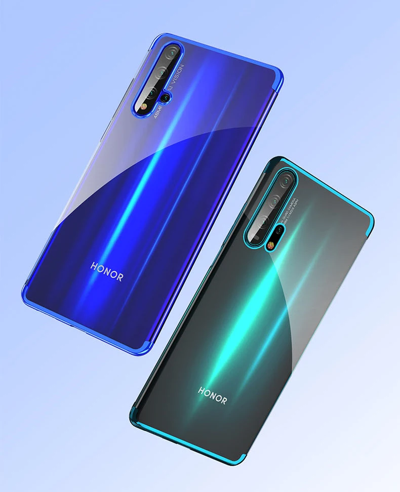 Мягкий чехол из ТПУ с гальваническим покрытием для Huawei Honor 20 Pro 9X Nova 5 Pro 5i P20 Lite Y9 Prime Mate 30 Lite P Smart Plus прозрачный чехол