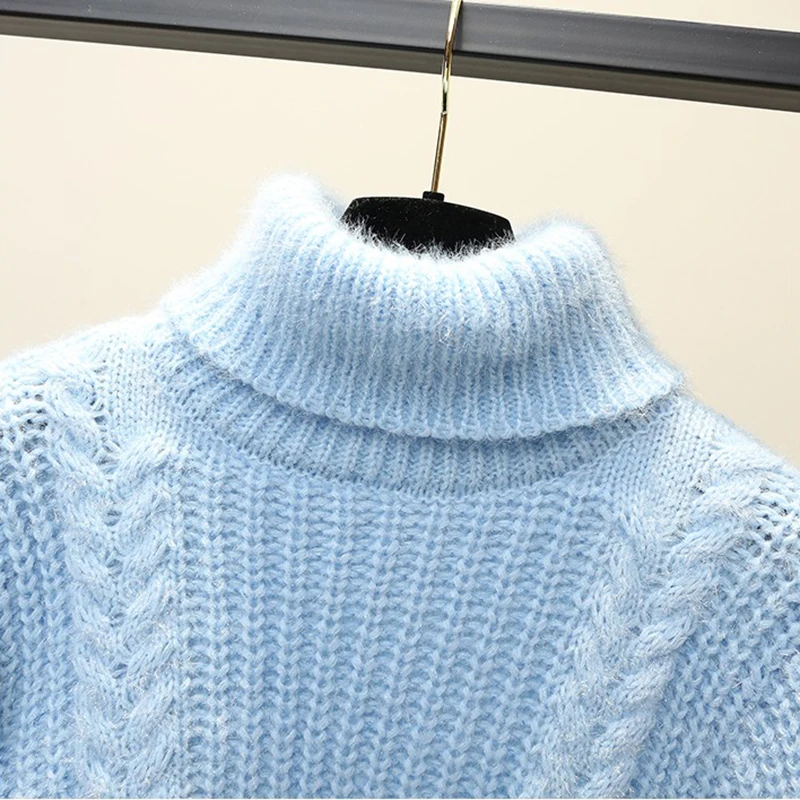 Women Solid Turtleneck Sweater Pullover Oversized Winter Warm Long Sleeve Knitted Fashion Tops Jersey Mujer | Женская одежда