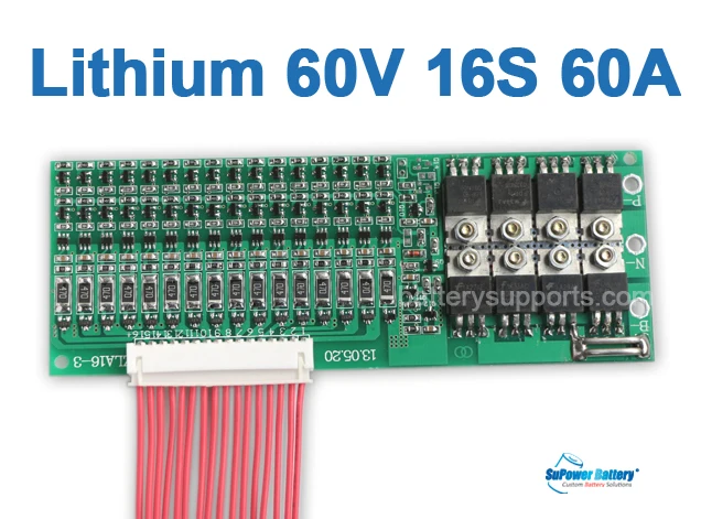 SuPower 16S 57.6V 59.2V 60V 60A Li-ion Lithium LiPo Battery BMS Management System Balance PCB IC Chip Protection Circuit Board |