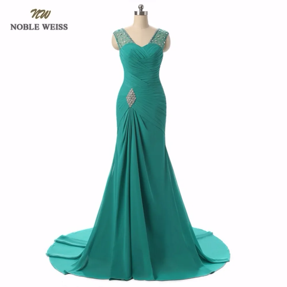 Благородный WEISS шифоновые вечерние платья Robe De Soiree Русалка Плиссированное