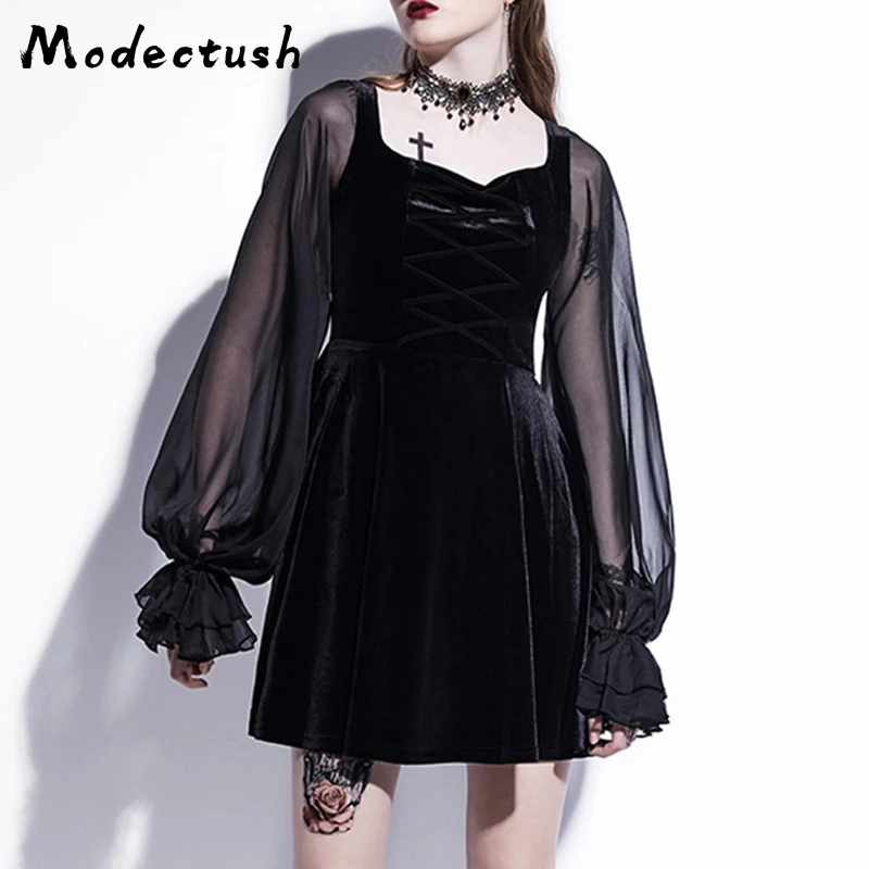 Женское мини платье moderush готическое облегающее в готическом стиле Харадзюку