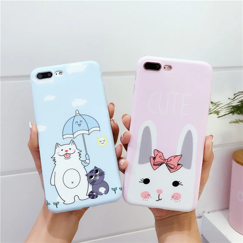 Для iPhone 7 7Plus чехол из закаленного стекла пленка для iPhone7 6s Plus TPU Сейлор Мун кролик милый мультяшный протектор