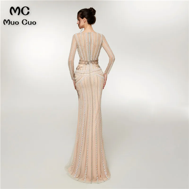 Женское платье с длинным рукавом и глубоким вырезом 2018|Платья на выпускной| |