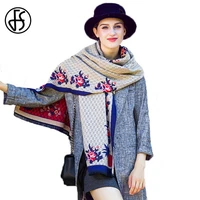 fs pineapple floral cashmere blanket scarf grid jacquard warm women winter thick scarves soft brand cachecol feminino inverno