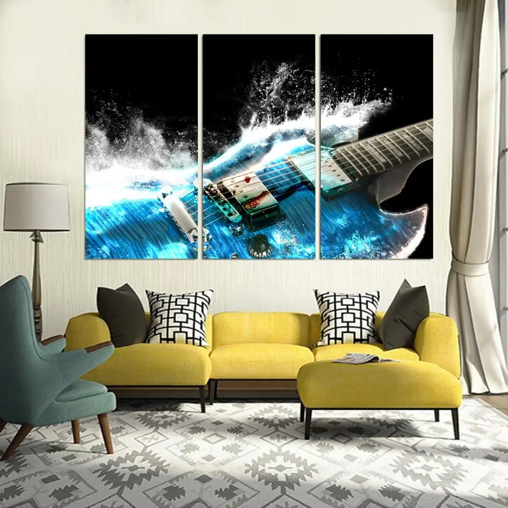 

Drop shipping 3 Panel printed painting Musical Instruments Wall Art Picture Home Decoration Living Room Modern painting LS478