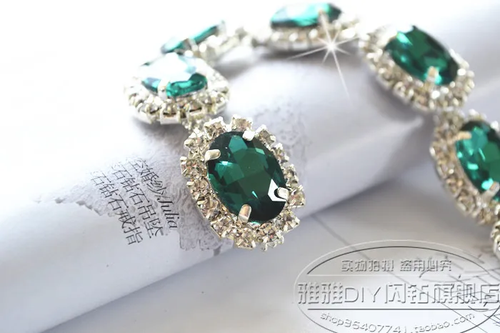 Зеленые бриллианты отделка стразами Ширина 1 5 см изумрудная стразами|trim|trim rhinestone
