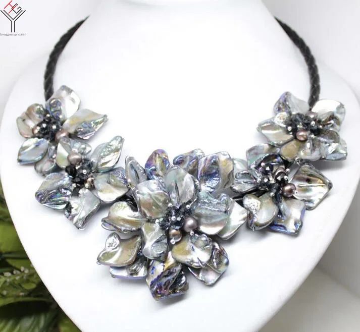 Женское ювелирное изделие натуральный жемчуг кристалл светло черный серый 5