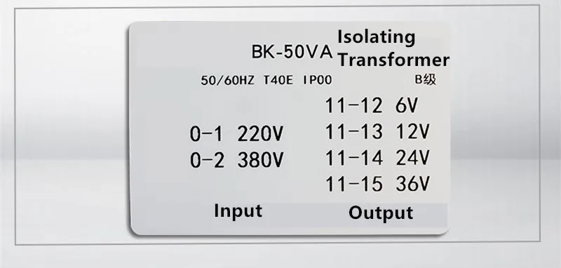 BK 50VA управляющий трансформатор изоляционный сухой 220 В 380 переменный 36 24 12 6 3