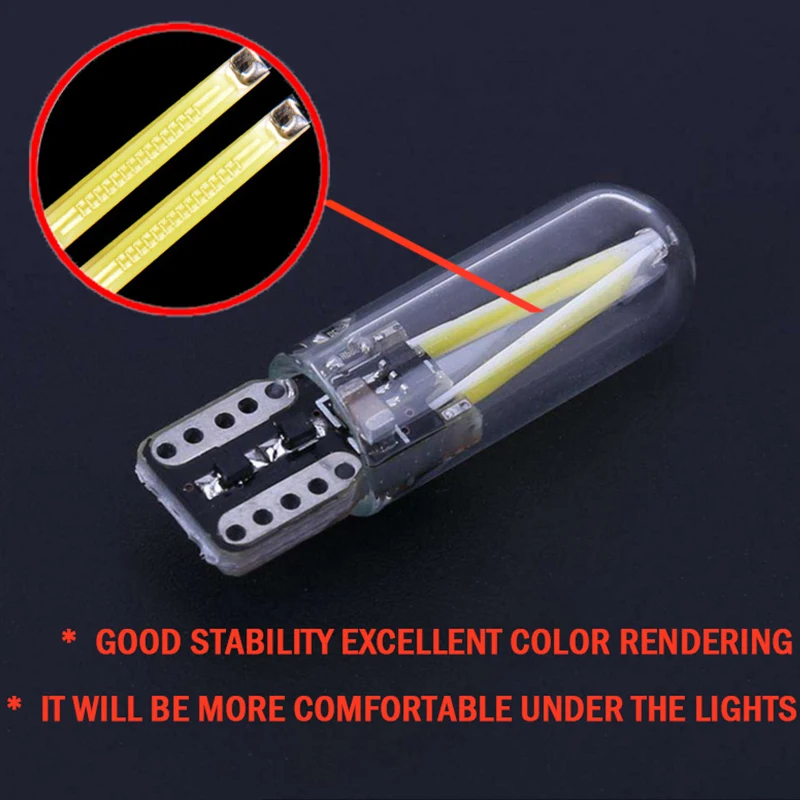 YB Yiba 2шт T10 W5W 194 COB стеклянный автомобильный светильник Led накаливания автомобилей