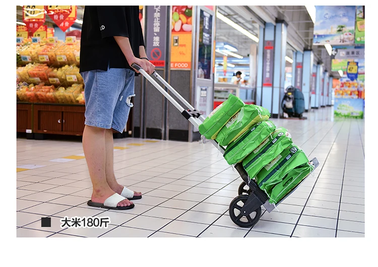 20% Portable Trolley Cart Folding Portable Trolley Car Aluminium Hand Push Cart Heavy Loading Trailer Handling Shopping Cart