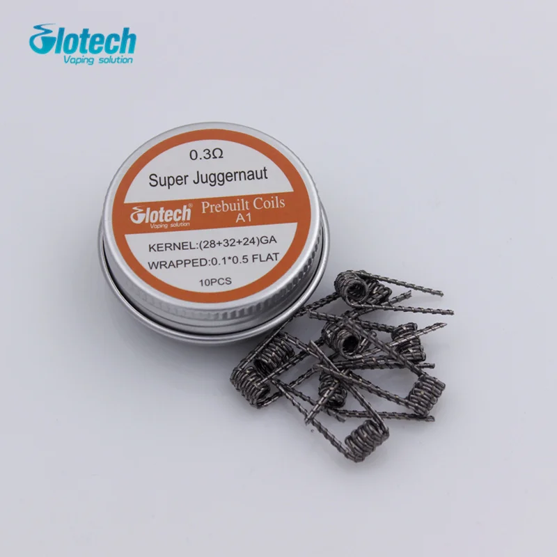 Готовые катушки Glotech Super Clapton Juggernaut сдвоенные сползающие спирали для RDA RTA