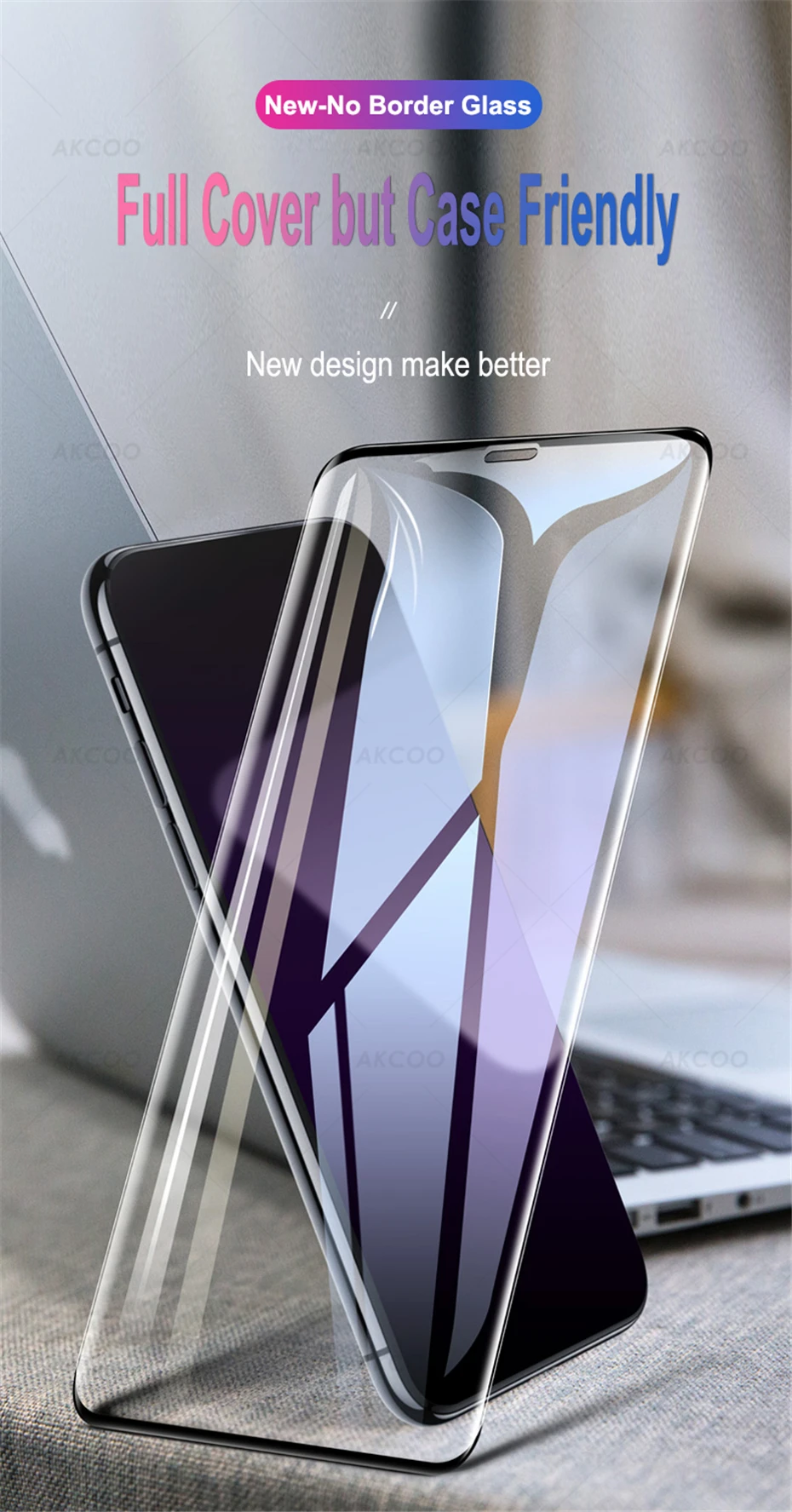 Akcoo 9D закаленное стекло без полей для iPhone 11 Pro max защитный чехол для экрана Защитная пленка для iPhone XR XS MAX стеклянная пленка