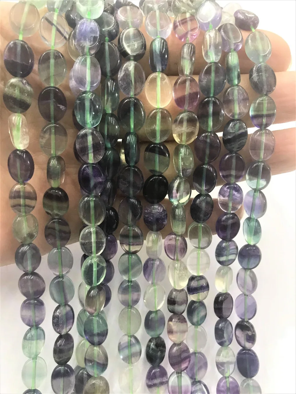 

8x10mm Natural Oval Shape Flourites stone Semi Precious Beads DIY Loose beads Strand 15 inches (39pcs) Wholesale For DIY