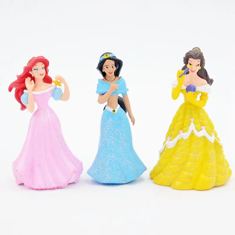 Disney 6pcs/set 8cm Cute Cartoon Princess Mermaid Snow White PVC Action Figures Collection Model Toys Dolls Best Gifts For Kids | Игрушки и