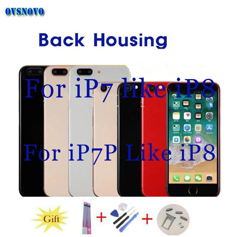 Glass Back Housing Case For iPhone 7 like 8 Battery Cover Rear 7plus 8plus Door Chassis coqu back shell Red gifts logo | Мобильные