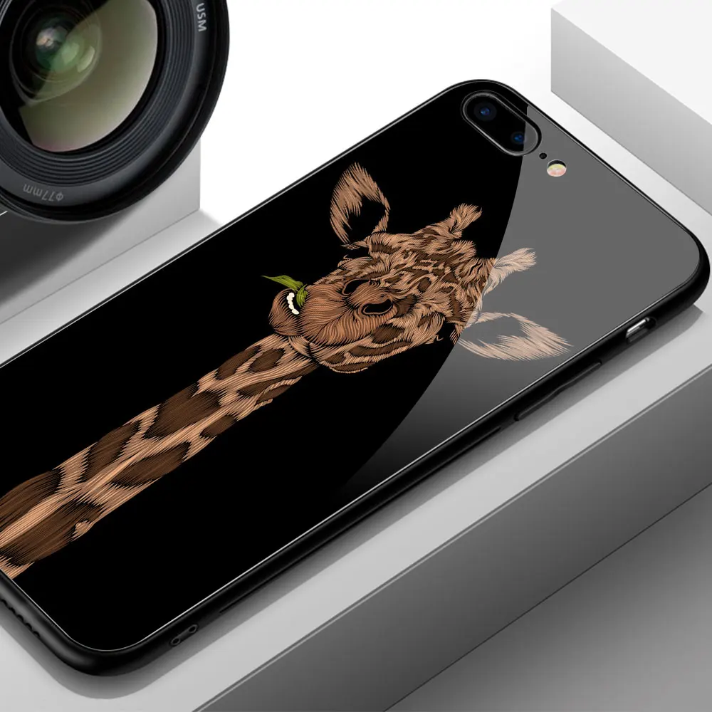 Finder чехол Lucky Cat жираф животное твердая задняя крышка стеклянный для iPhone 6 6S 8 7 Plus X