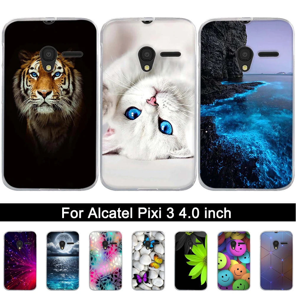 Мягкий силиконовый чехол для Alcatel One Touch Pixi 3 4 0 дюйма с принтом из ТПУ Pixi3 4013 4013D 4013X