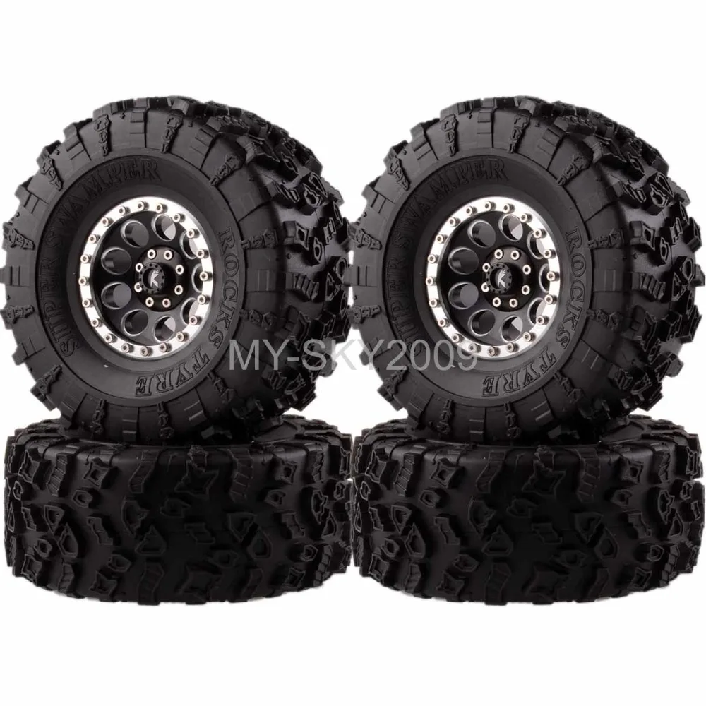 

4pcs/lot Alloy 2.2" Bead-lock Wheel Rim & Super Swamper Rocks Tyres Tires FOR 1/10th RC Model Truck Axial Traxxas HPI Crawler