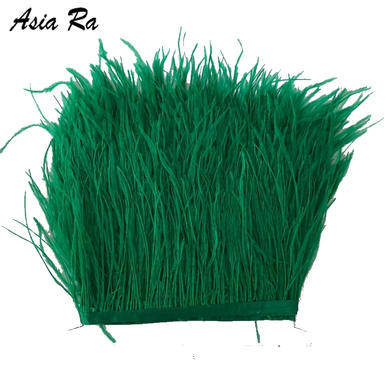 Горячая продажа 10 метров темно-зеленого цвета обрезки страусовых перьев для