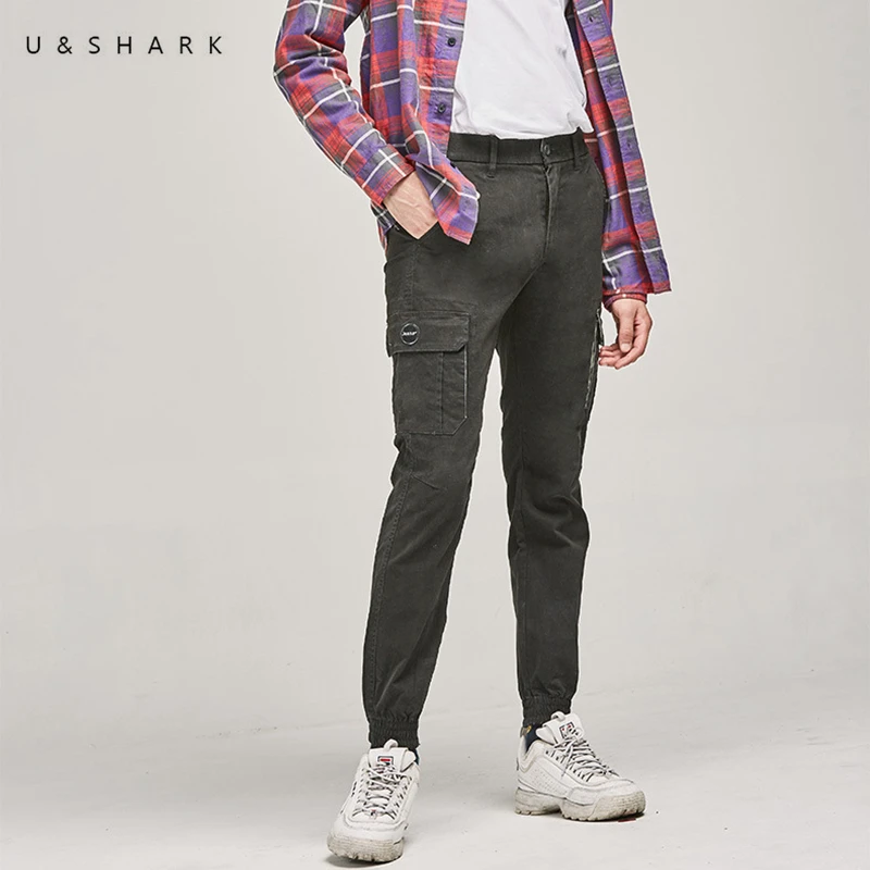 U &amp SHARK весна-осень шаровары мужские мульти карманы хип-хоп s джоггеры высокое