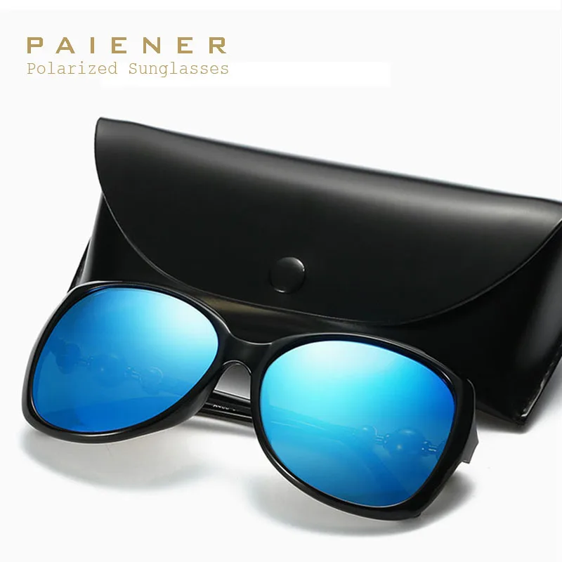 Брендовые женские поляризационные солнцезащитные очки большая оправа с