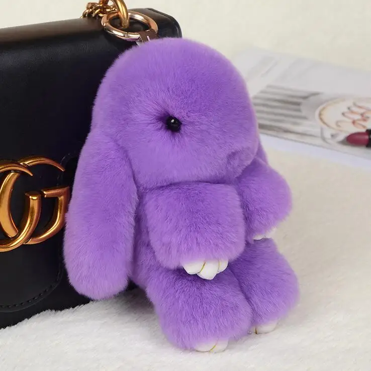 Брелок для ключей с милым Кроликом пушистый брелок помпоном из искусственного