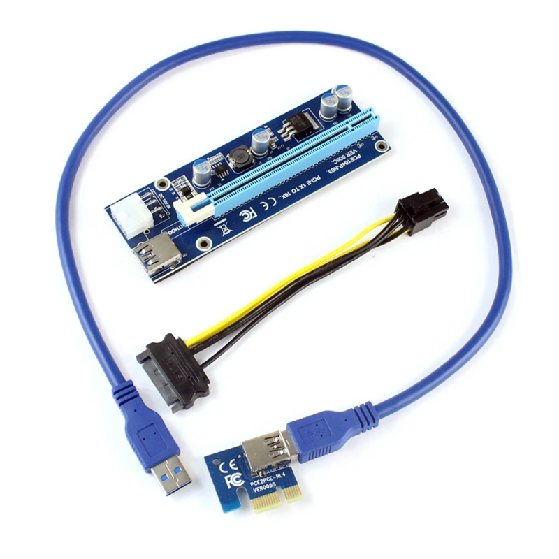 Pci E Express 1X 4X 8X 16X расширитель переходника адаптер для карты 6 Pin Dc кабель питания Gpu