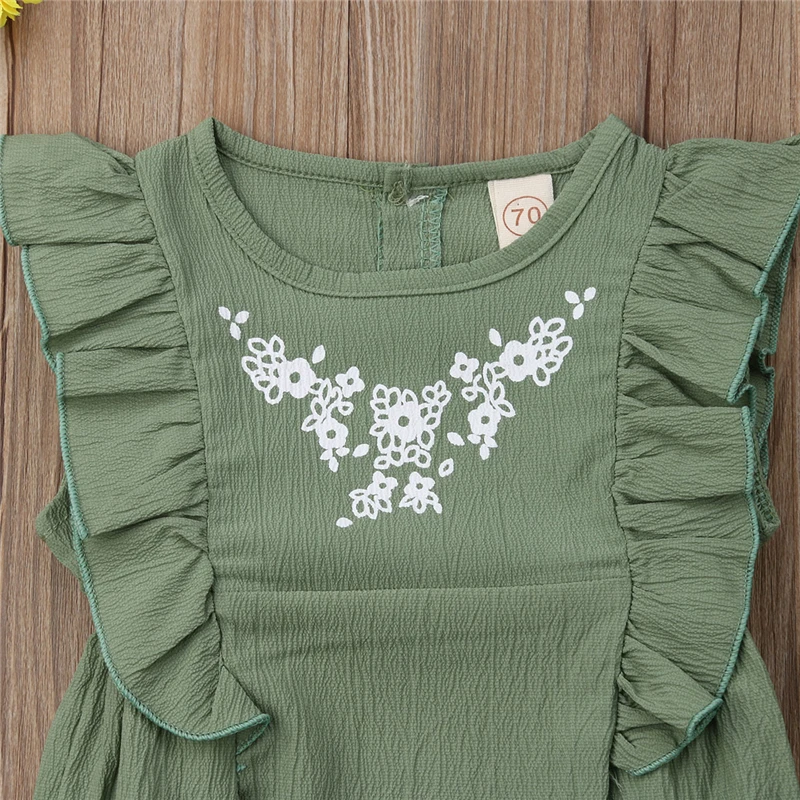 

Newborn Toddler Baby Girl Ruffle Solid Romper Floral Sleeveless Lovely Girls Summer Sunsuit Jumpsuit Outfits