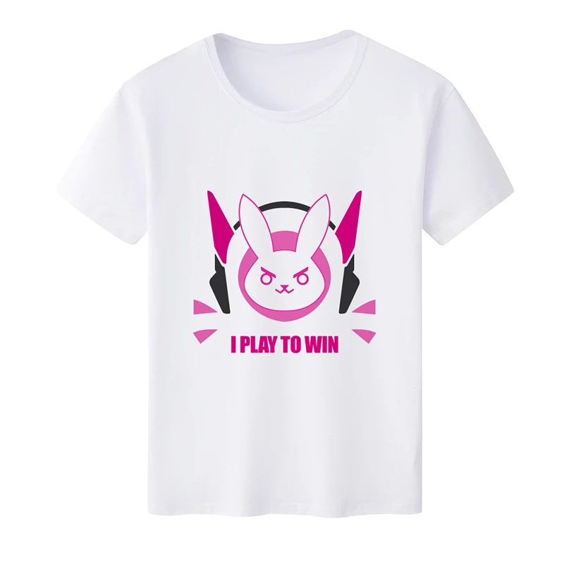 Повседневная Новая футболка для женщин Kawaii для девочек OW dva Rabbit D. VA логотип о-образный вырез с принтом футболки короткий рукав футболки