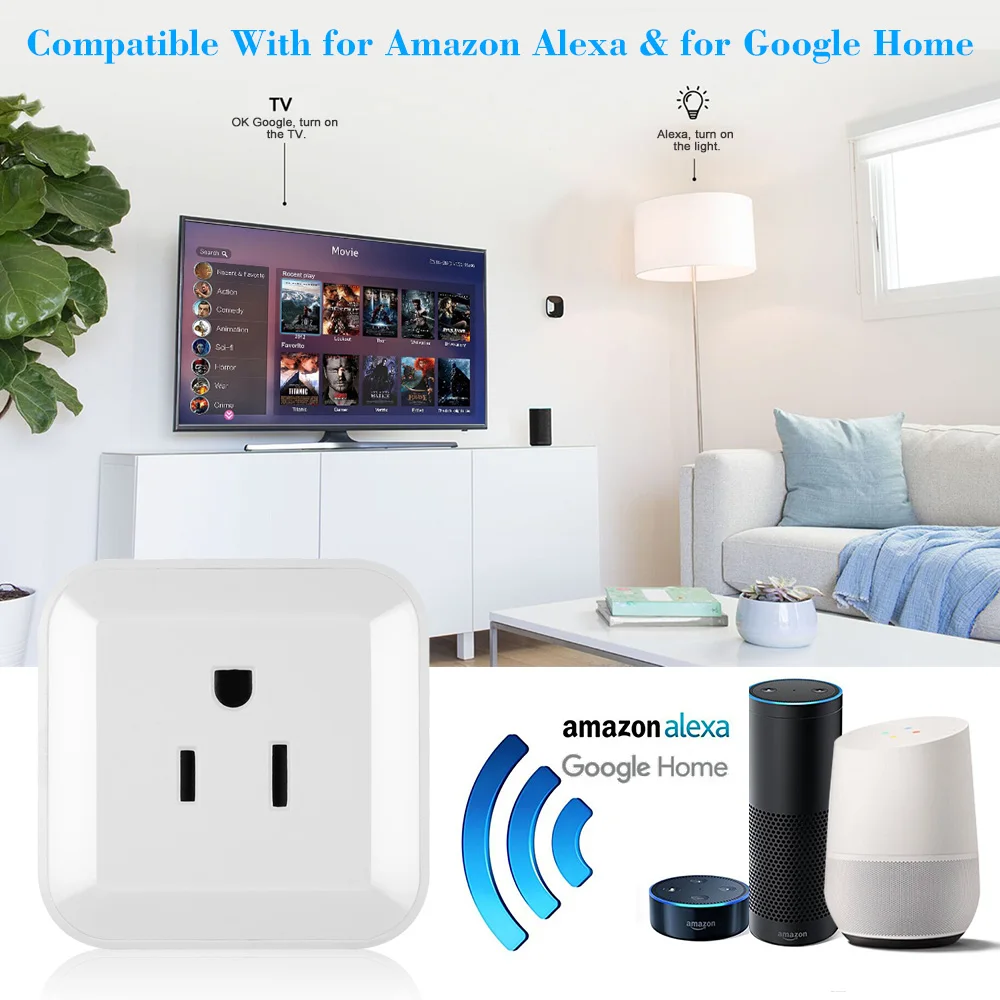 

4 Pcs Mini Wifi Smart Plug with On/Off Switch Control Timing Function Voice Control for Alexa for Home/IFTTT For TP-Link