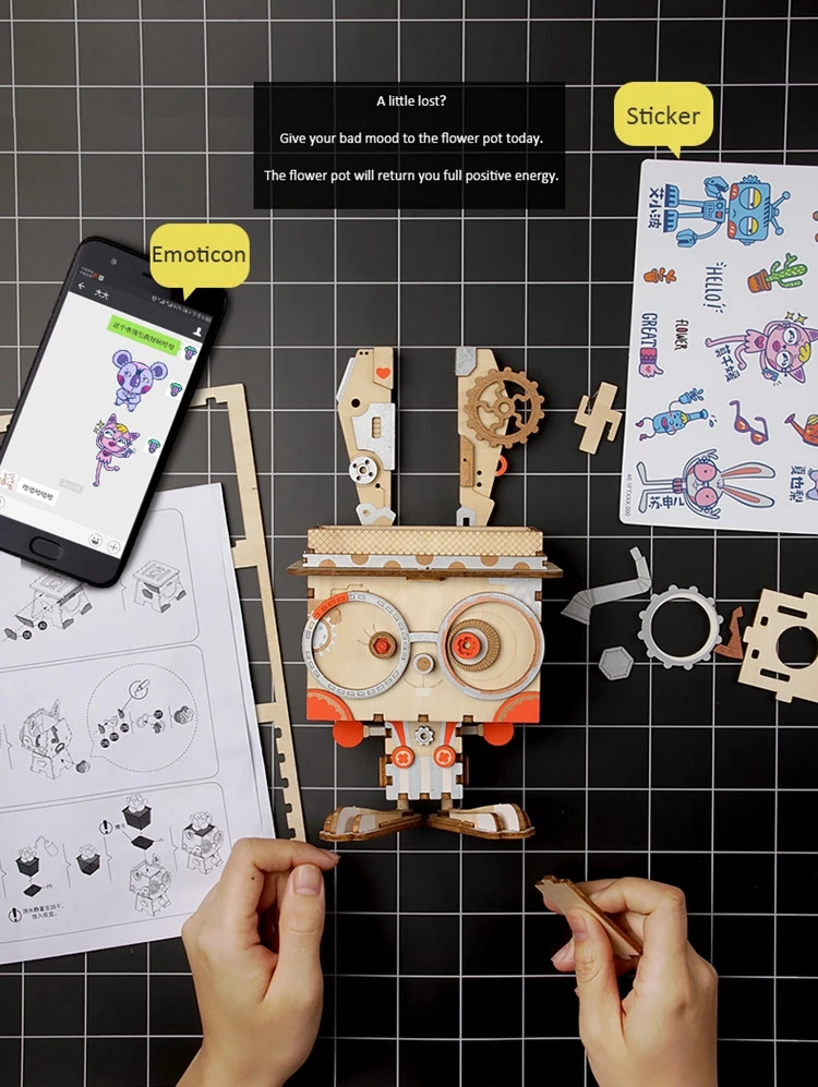 Rolife горшок для растений DIY цветочный горшок из мультфильма деревянная декоративная коробка для суккулентов садовый бонсай горшок для цветов садовый Декор для дома и офиса
