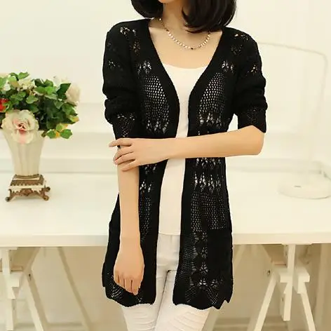 Clobee 2017 autumn feminino hollow blusa tricot sexy shrugs for women's knitting sweater female long sleeve cardigan coats S329 |