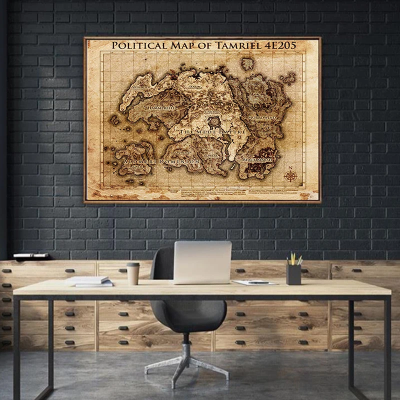 The Elder Scrolls Skyrim Tamriel Классическая парусиновая картина винтажные настенные плакаты