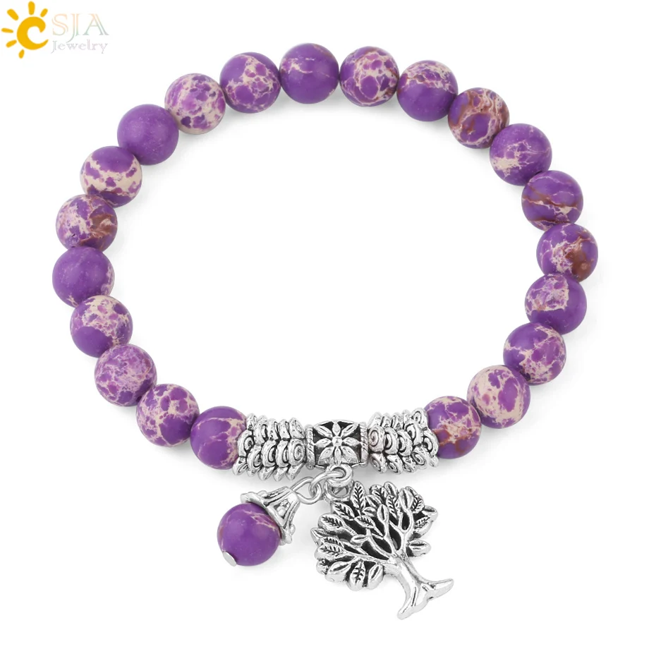 Круглые бусины CSJA 8 мм амулетные браслеты для женщин и мужчин эластичные из