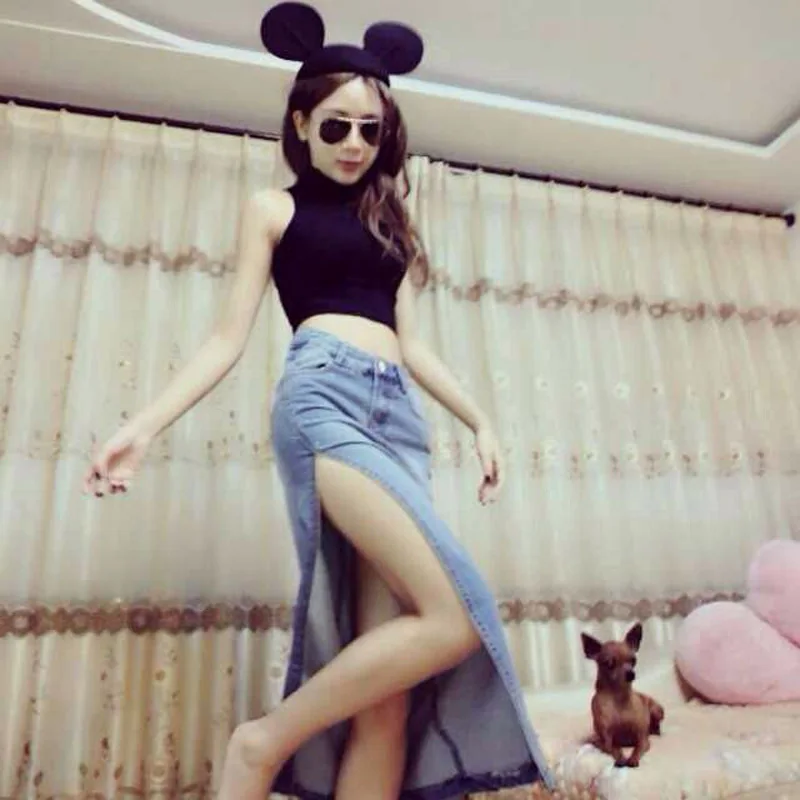 Корейская Очаровательная Женская Повседневная джинсовая юбка новая свободная