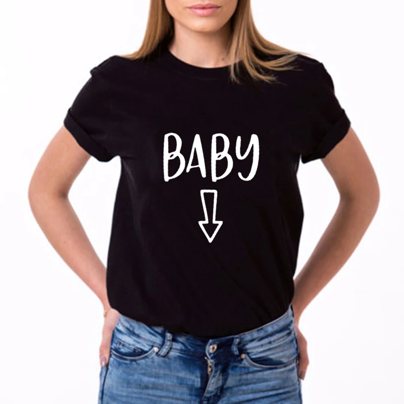 

Couple Pregnancy Announcement Baby Beer Belly T-shirt Mommy Mom Matching Lovers Tee Female Funny Tops Hipster Cotton Shirts