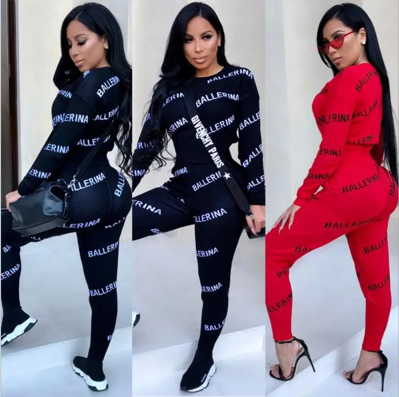 2018 длинный рукав зимний спортивный костюм женский комплект с круглым вырезом и