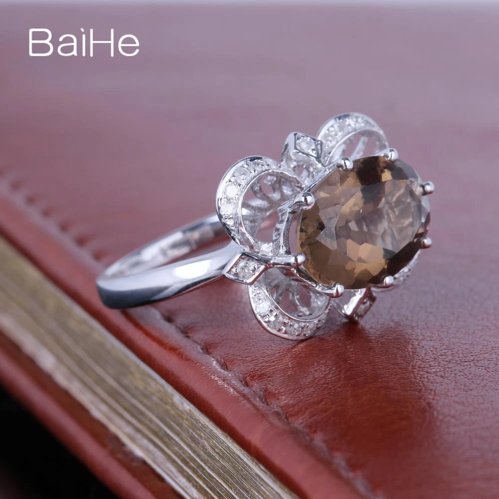 Кольцо BAIHE женское из белого золота овальное 10 к 4 2 карата|Кольца| |