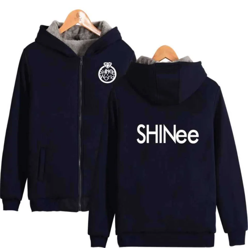Зимняя женская куртка KPOP Shinee JONGHYUN KEY MINHO TAEMIN, утолщенная теплая толстовка на молнии с капюшоном, толстовки, K-POP одежда