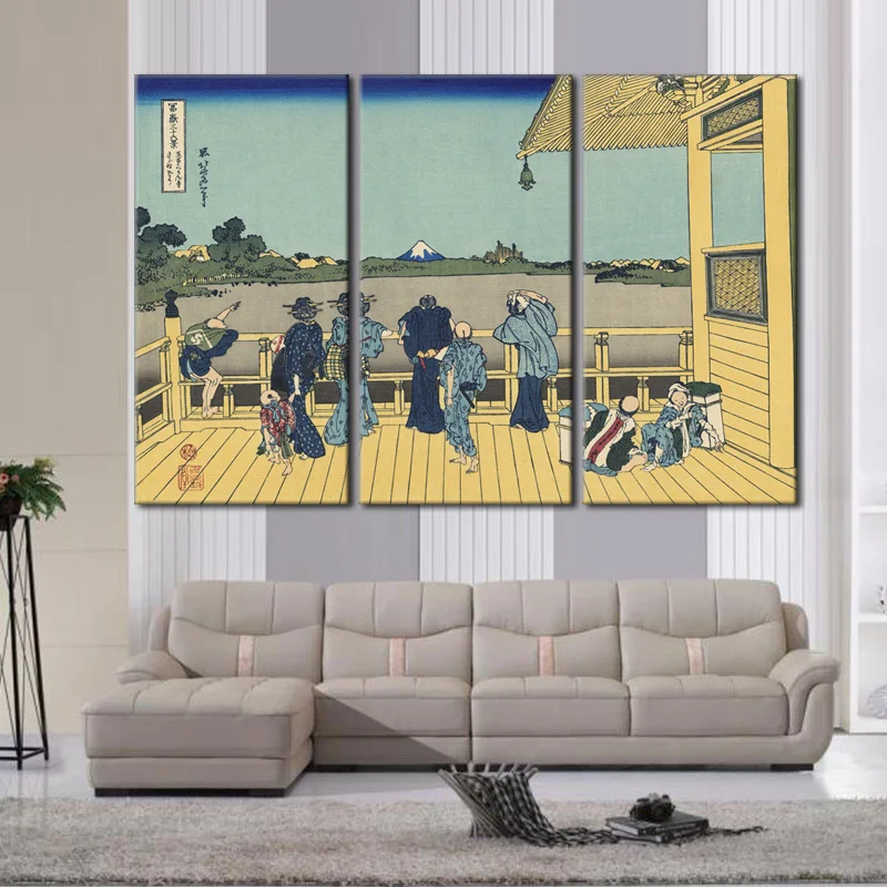 3 шт./компл. японский Ukiyo e холст принт картины весенний тур по гору Fuji живопись