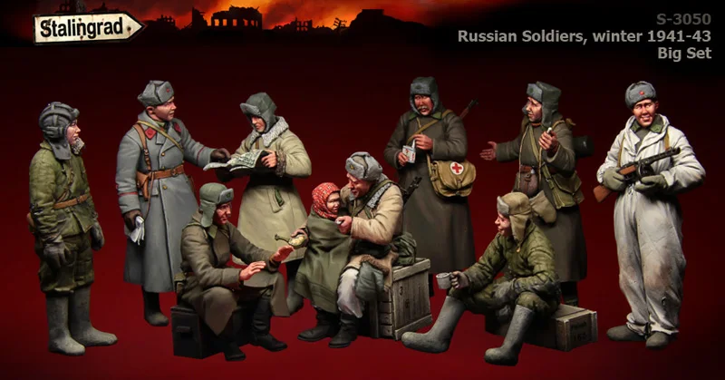 Сталинградский S 3050 русские солдаты зима 1941 43 большой набор смоляных моделей|resin