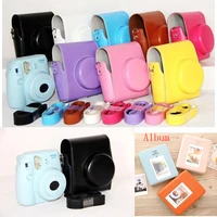 for fujifilm instax mini 8 camera mini 8 plus 9 pu leather bag case with shoulder strap hard protective cover photo album