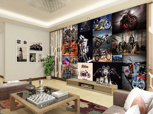 Пользовательские 3D фрески мотоцикл Европейский стиль ретро обои papel де parede