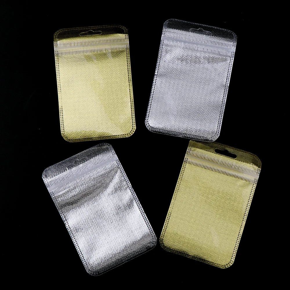 

1000pcs Gold Silver Plastic Non-woven 7.5*11cm Fabric Ziplock Bag Coin USB Cable Jewelry Packaging Storage Pouches Wholesale